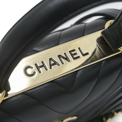 Chanel Chevron Shoulder Bag Lambskin Black A92236