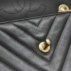 Chanel Chevron Shoulder Bag Lambskin Black A92236