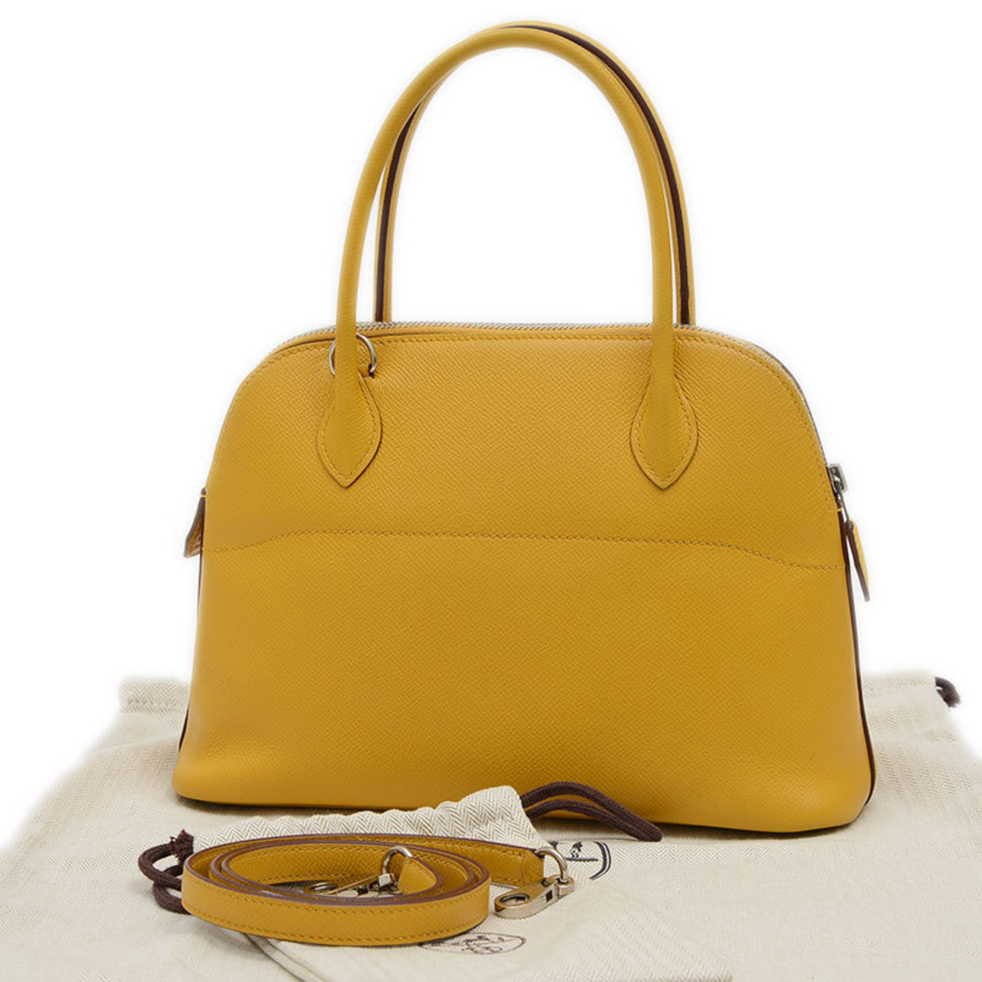 Hermes Bolide 27 Handbag Epson Jaune Ambre C Stamp