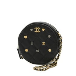 Chanel Matelasse Round Chain Shoulder Bag Lambskin Black A81620