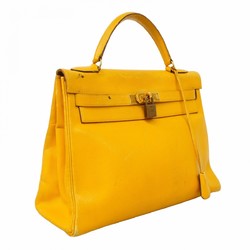 Hermes handbag Kelly 32 Cushvel Jaune ○S engraved ladies