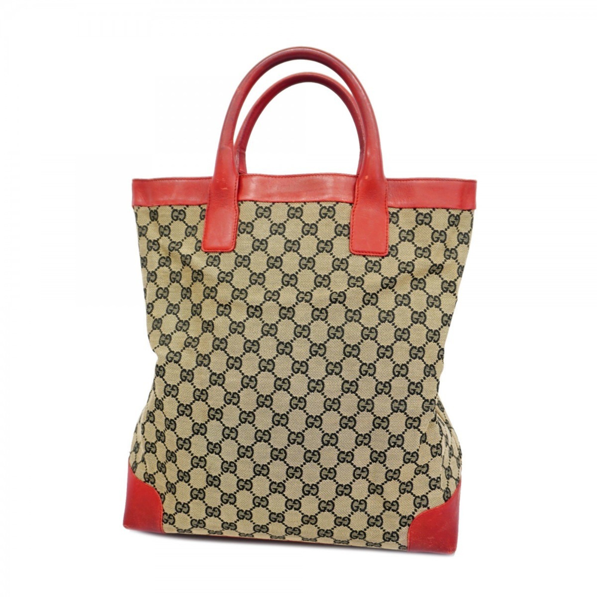 Gucci Tote Bag GG Canvas 002 1121 Brown Red Women's