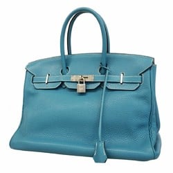 Hermes handbag Birkin 35 Taurillon Clemence blue jean unclear engraving ladies