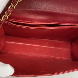 Chanel Shoulder Bag Matelasse Lambskin Red Women's