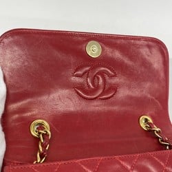 Chanel Shoulder Bag Matelasse Lambskin Red Women's