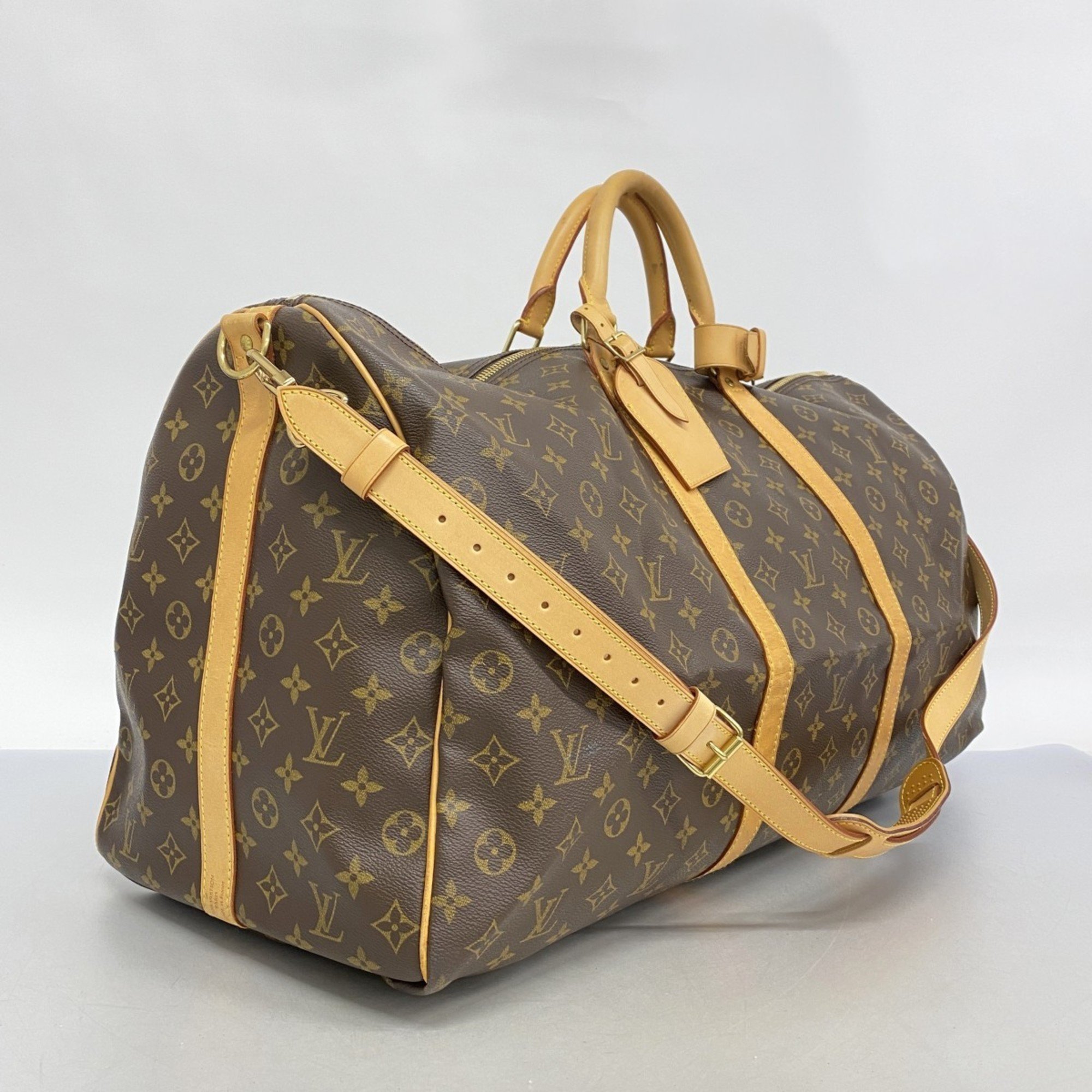 Louis Vuitton Boston Bag Monogram Keepall Bandouliere 60 M41412 Brown Men's Women's