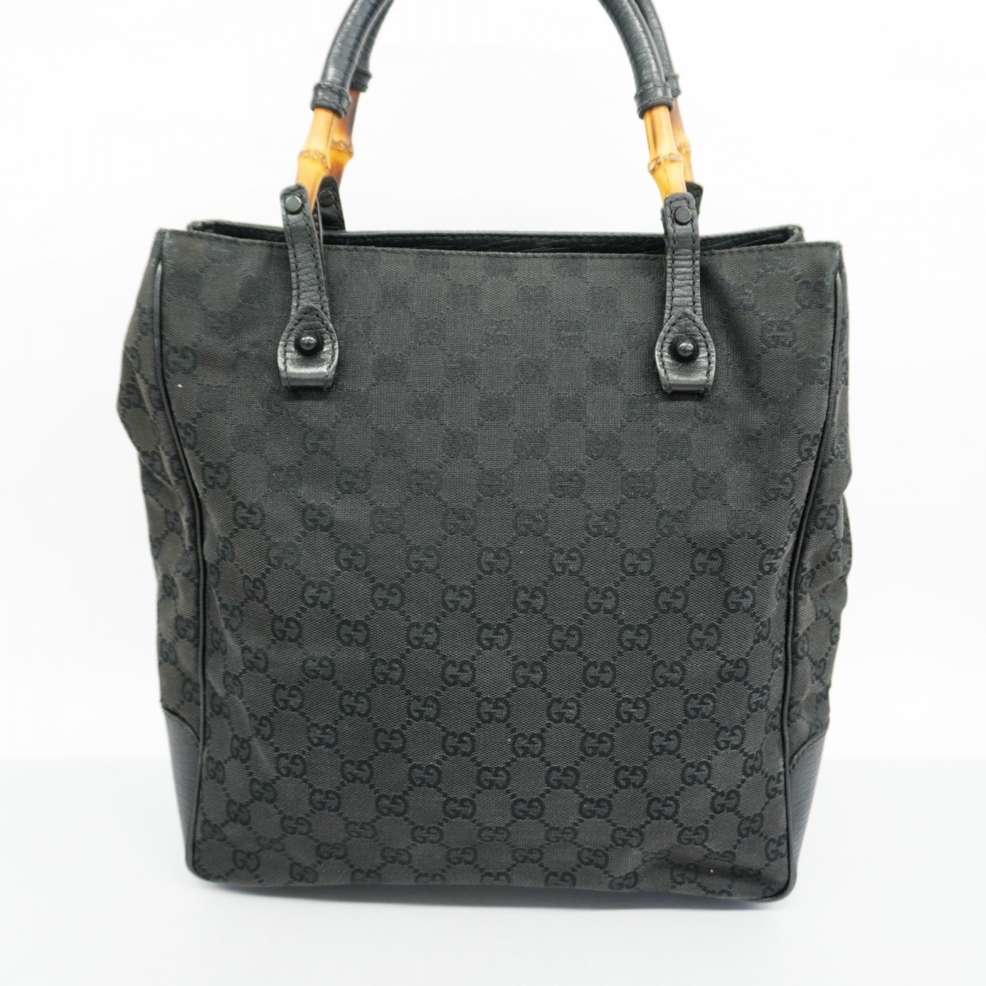 Gucci Tote Bag GG Canvas Bamboo 112530 Black Women's