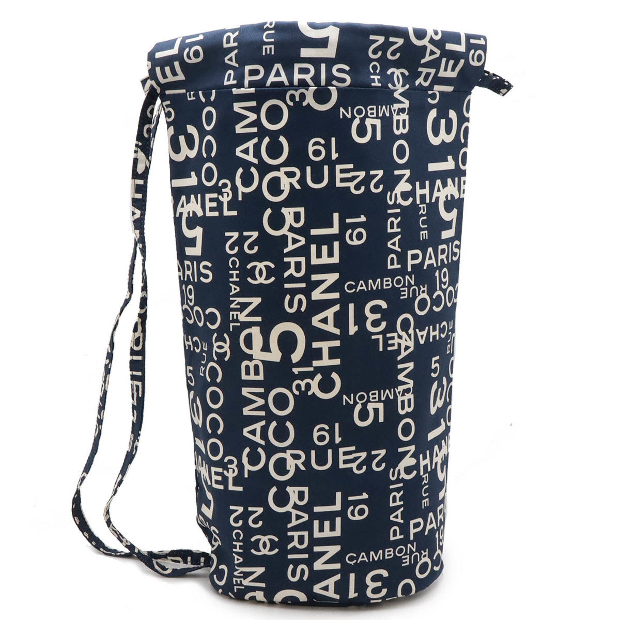 CHANEL Bi-C Line Shoulder Bag Canvas Navy Blue White