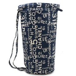 CHANEL Bi-C Line Shoulder Bag Canvas Navy Blue White