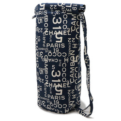 CHANEL Bi-C Line Shoulder Bag Canvas Navy Blue White