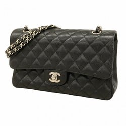 Chanel Shoulder Bag Matelasse Caviar Skin Black Women's