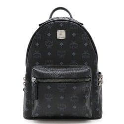 MCM Glam Visetos Backpack Leather Studs Black Grey MMK8SVE37