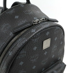 MCM Glam Visetos Backpack Leather Studs Black Grey MMK8SVE37