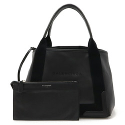 BALENCIAGA Navy Cabas S Tote Bag Handbag Punching Leather Black 339933