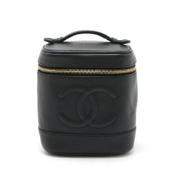 CHANEL Coco Mark Vanity Bag Handbag Pouch Caviar Skin Leather Black A01998