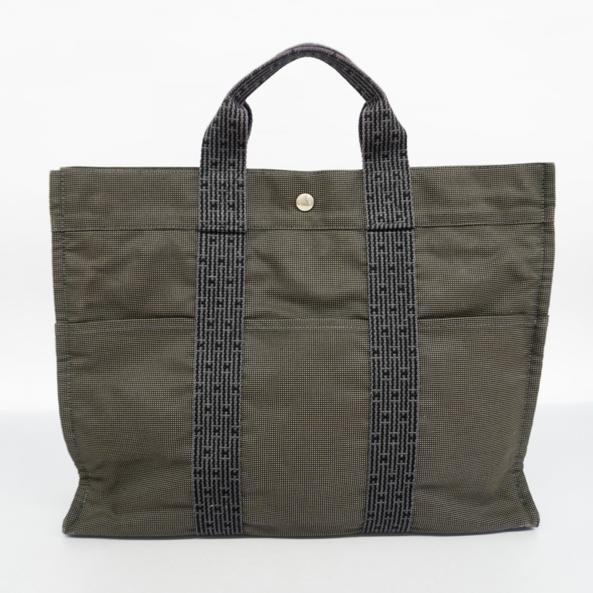 Hermes Tote Bag Air Line MM Canvas Grey Women's