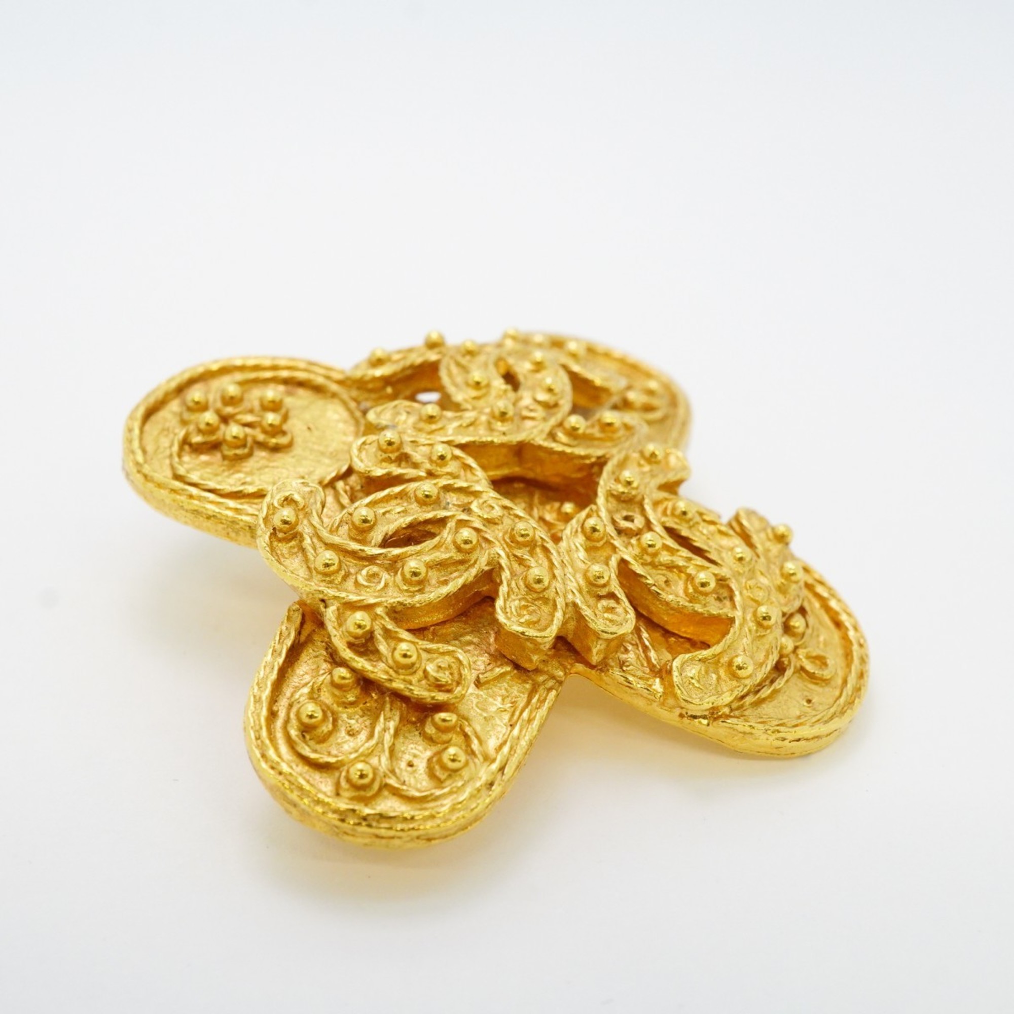 Chanel Brooch Coco Mark GP Plated Gold Ladies