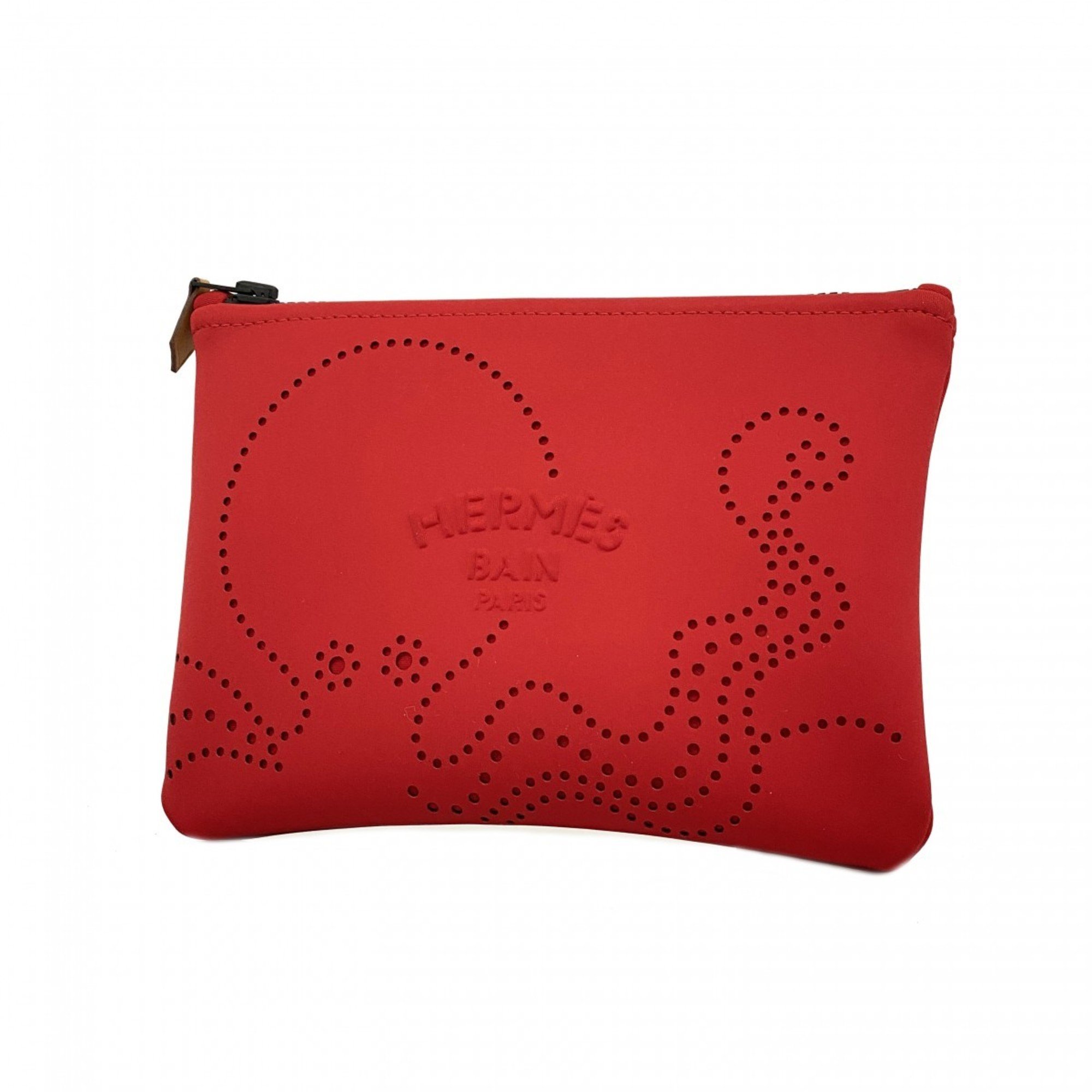 Hermes Pouch Neoban PM Nylon Red Ladies