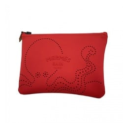 Hermes Pouch Neoban PM Nylon Red Ladies