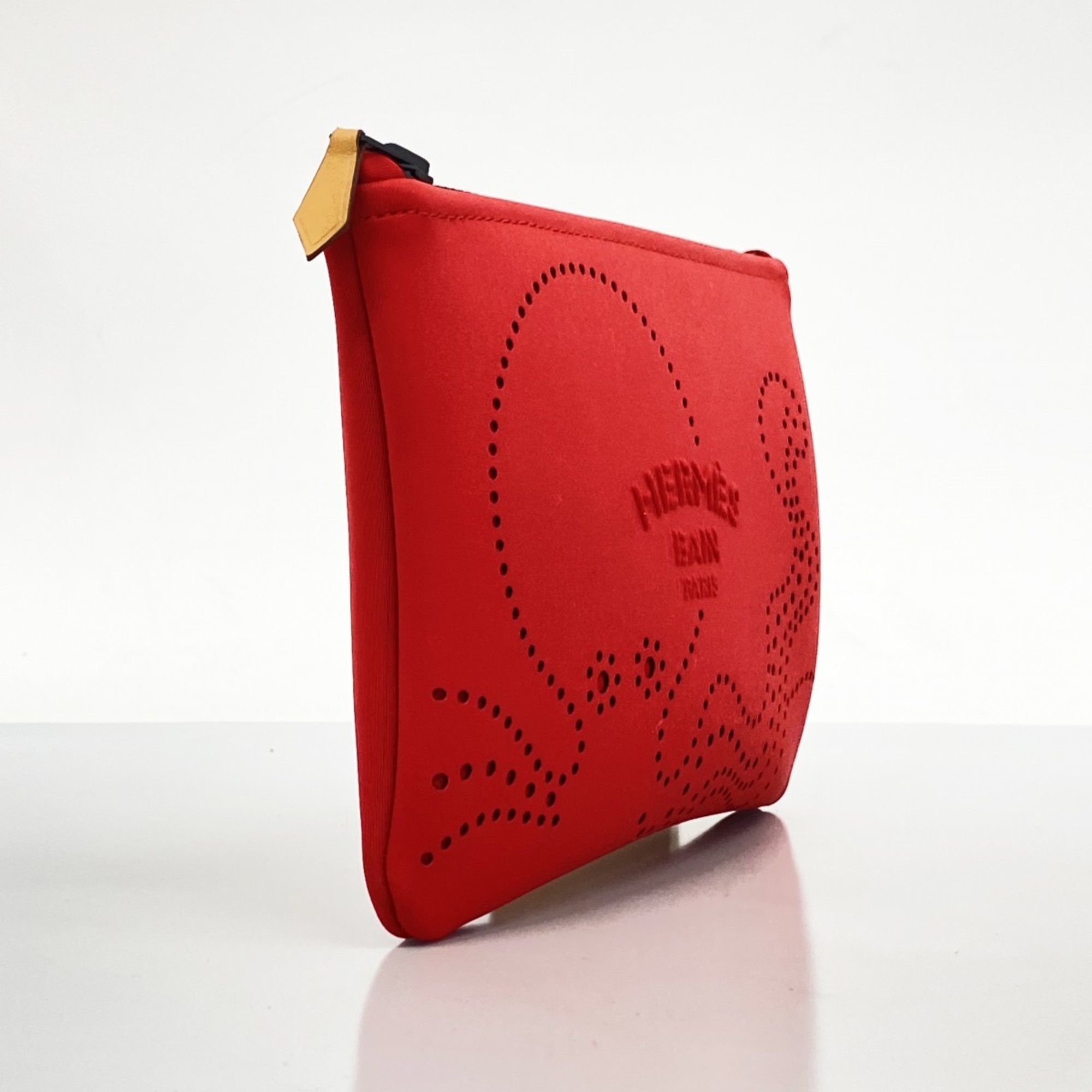 Hermes Pouch Neoban PM Nylon Red Ladies