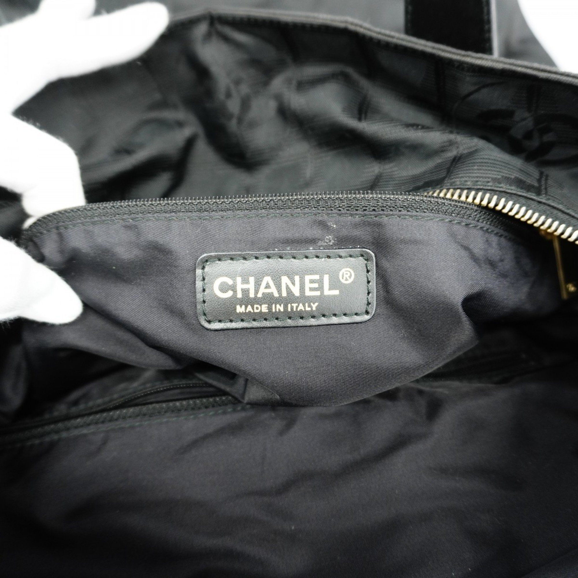 Chanel Tote Bag New Travel Nylon Black Champagne Ladies