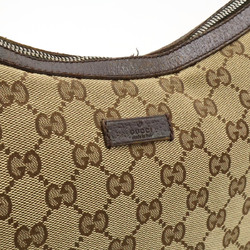 GUCCI GG canvas shoulder bag leather khaki beige brown dark 122790