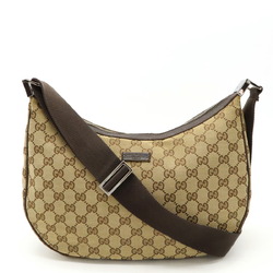 GUCCI GG canvas shoulder bag leather khaki beige brown dark 122790