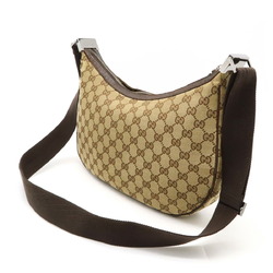 GUCCI GG canvas shoulder bag leather khaki beige brown dark 122790