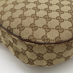 GUCCI GG canvas shoulder bag leather khaki beige brown dark 122790