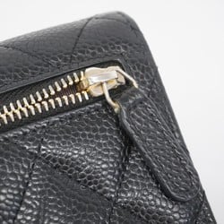 Chanel Tri-fold Wallet Matelasse Caviar Skin Black Women's