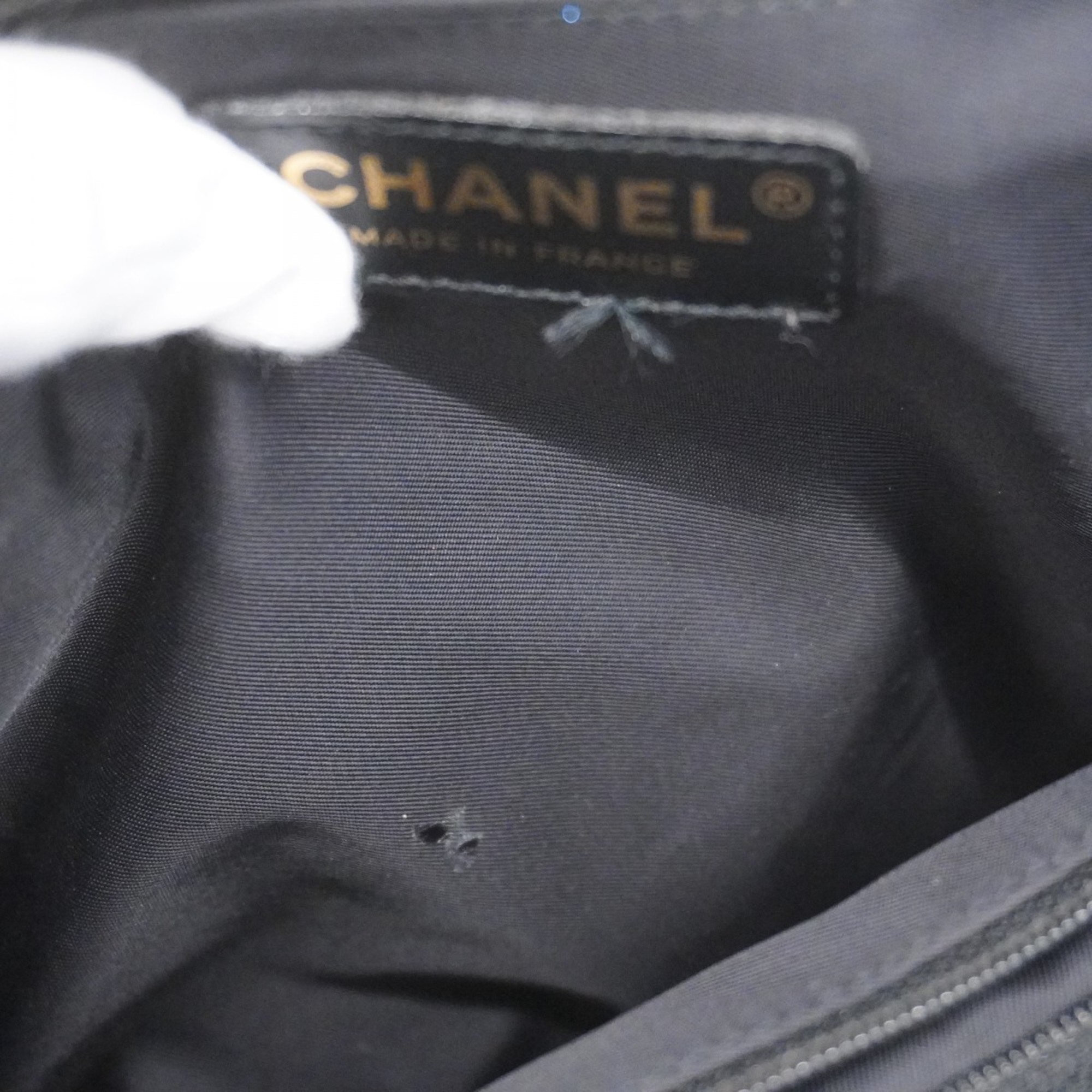 Chanel Tote Bag New Travel Nylon Black Champagne Ladies