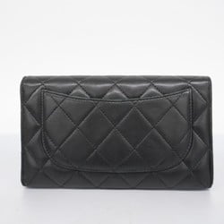 Chanel Tri-fold Long Wallet Matelasse Lambskin Black Women's