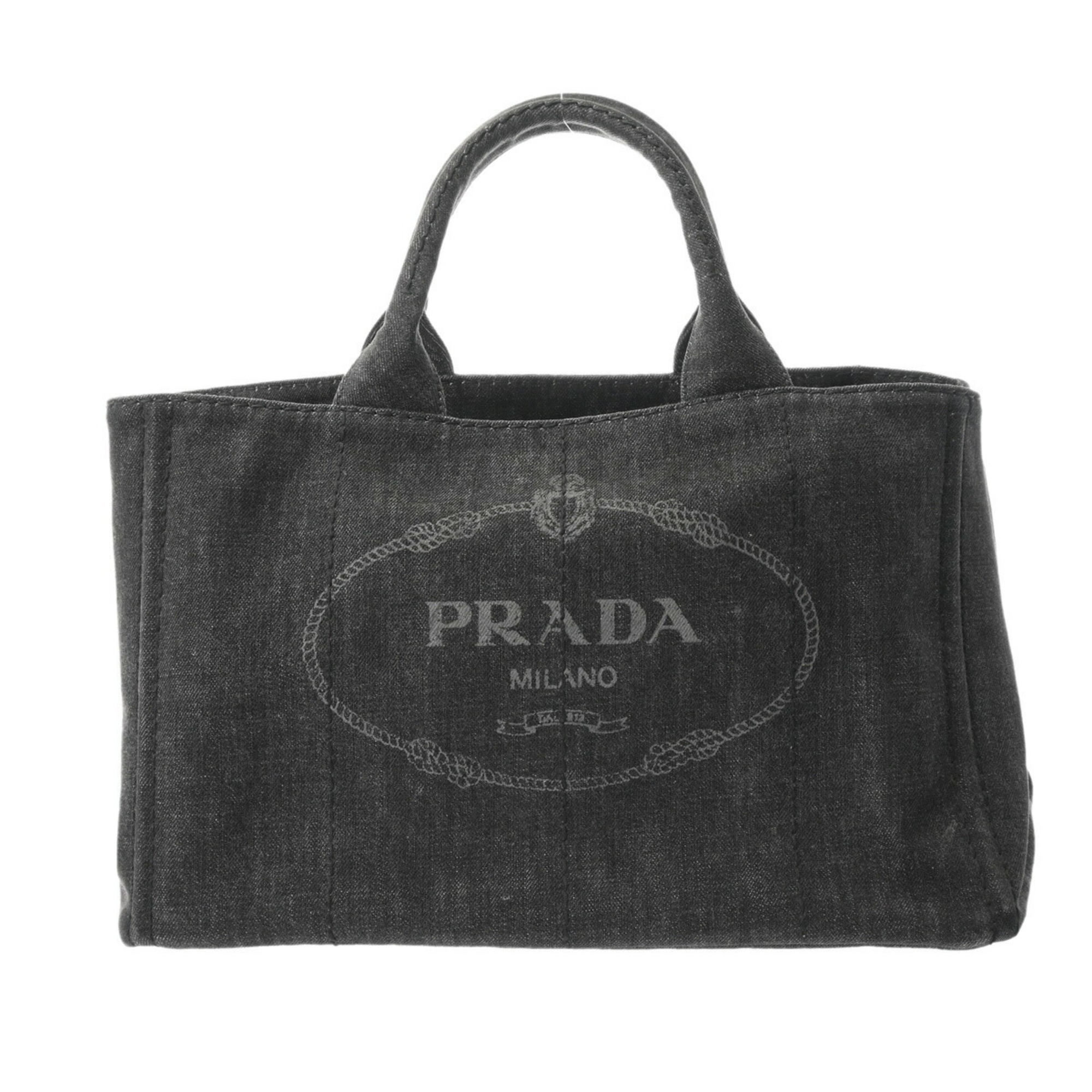 PRADA Prada Canapa Tote Black B2642B Women's Denim Handbag