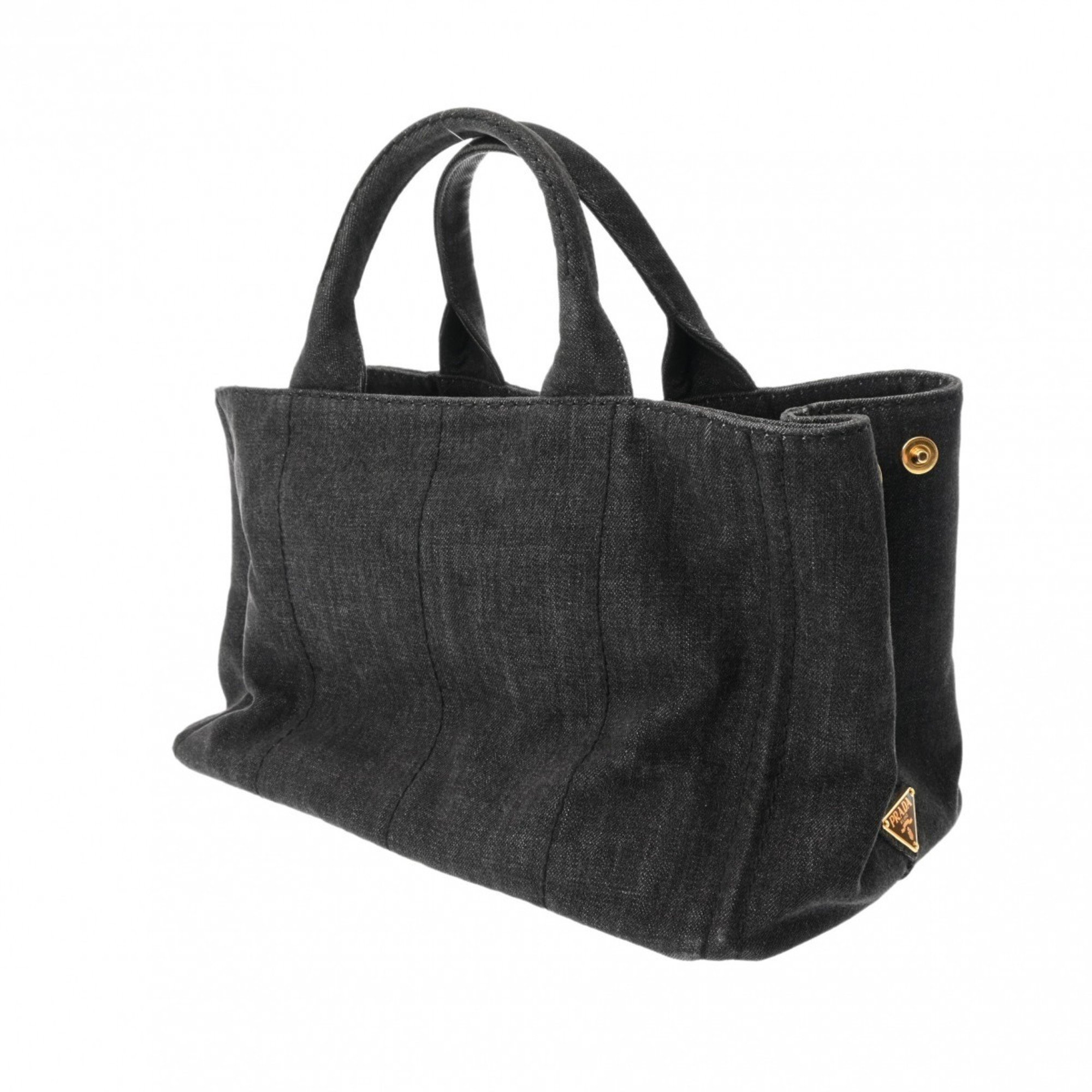 PRADA Prada Canapa Tote Black B2642B Women's Denim Handbag