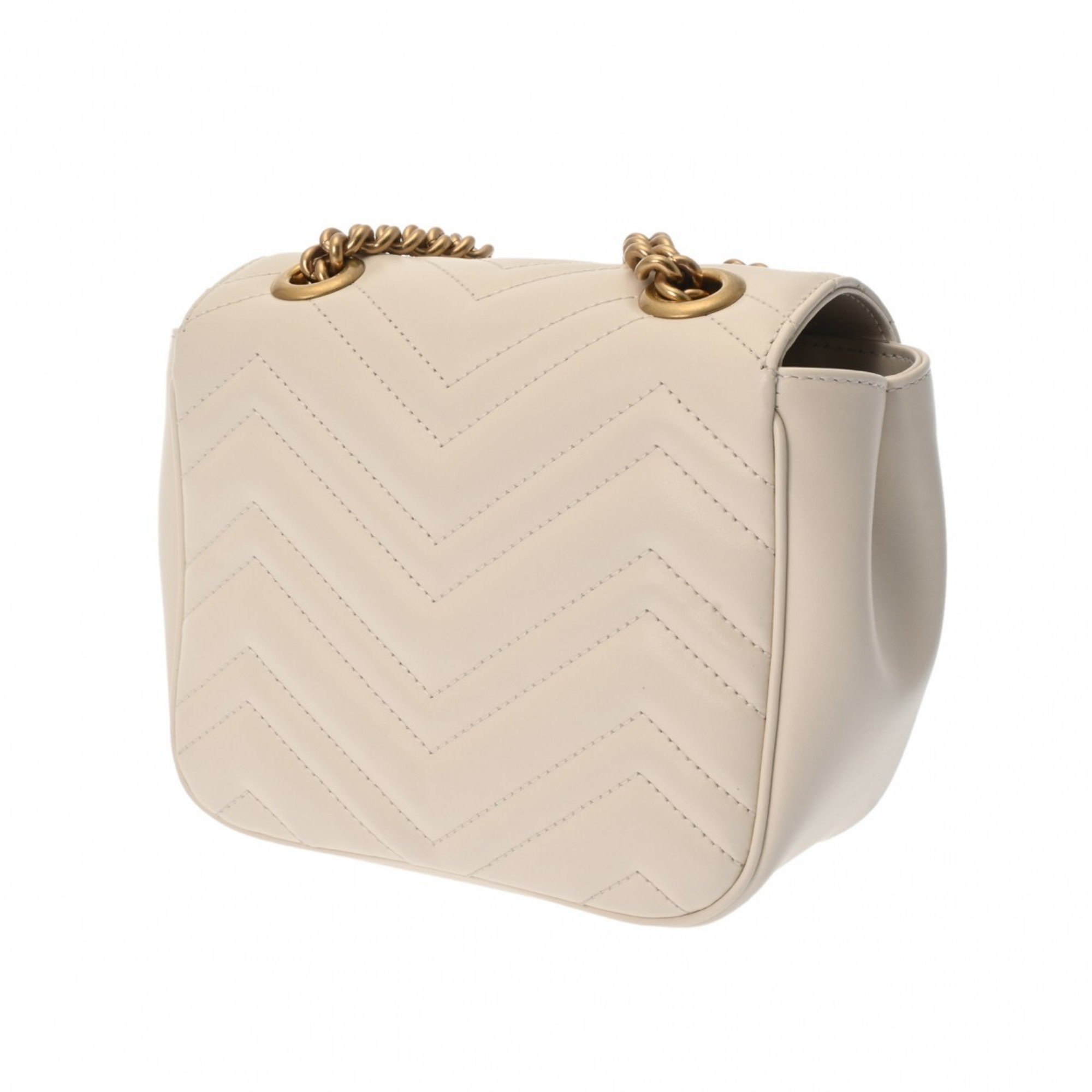 GUCCI GG Marmont Churn Bag White 739682 Women's Leather Shoulder