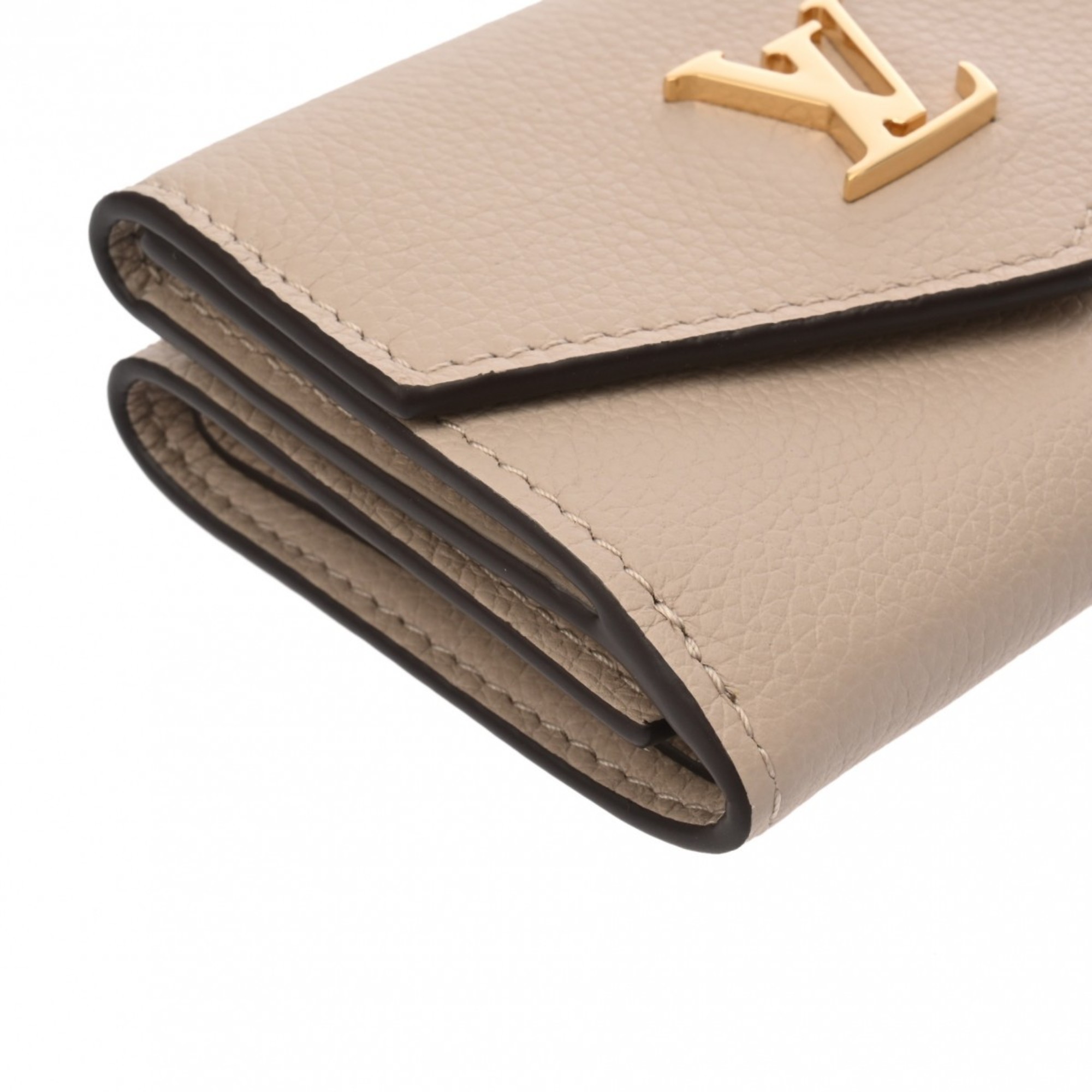 LOUIS VUITTON Louis Vuitton Portefeuille Rock Greige M69340 Women's Calfskin Tri-fold Wallet