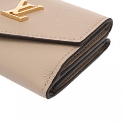 LOUIS VUITTON Louis Vuitton Portefeuille Rock Greige M69340 Women's Calfskin Tri-fold Wallet