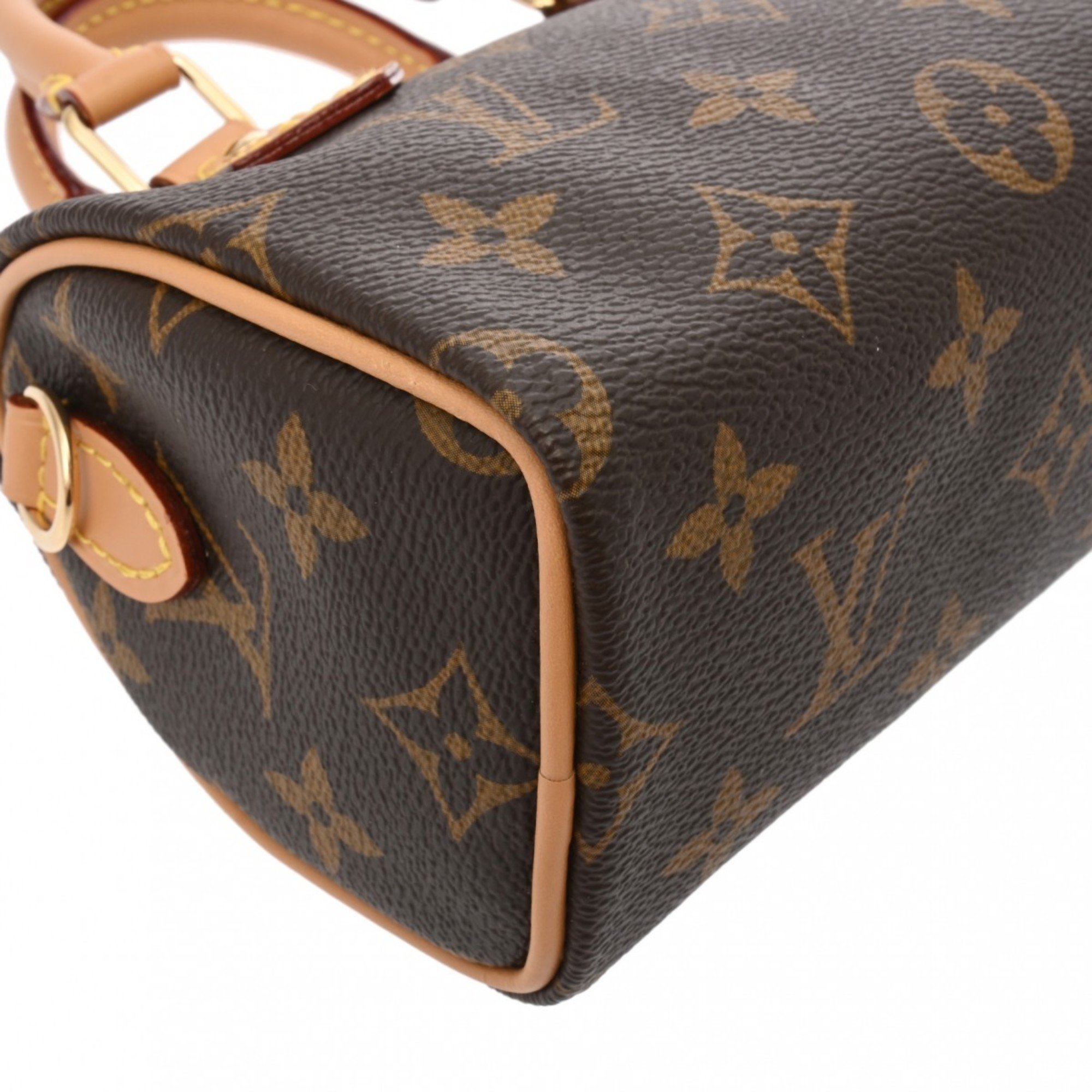 LOUIS VUITTON Louis Vuitton Monogram Nano Speedy Brown M81085 Women's Canvas Shoulder Bag