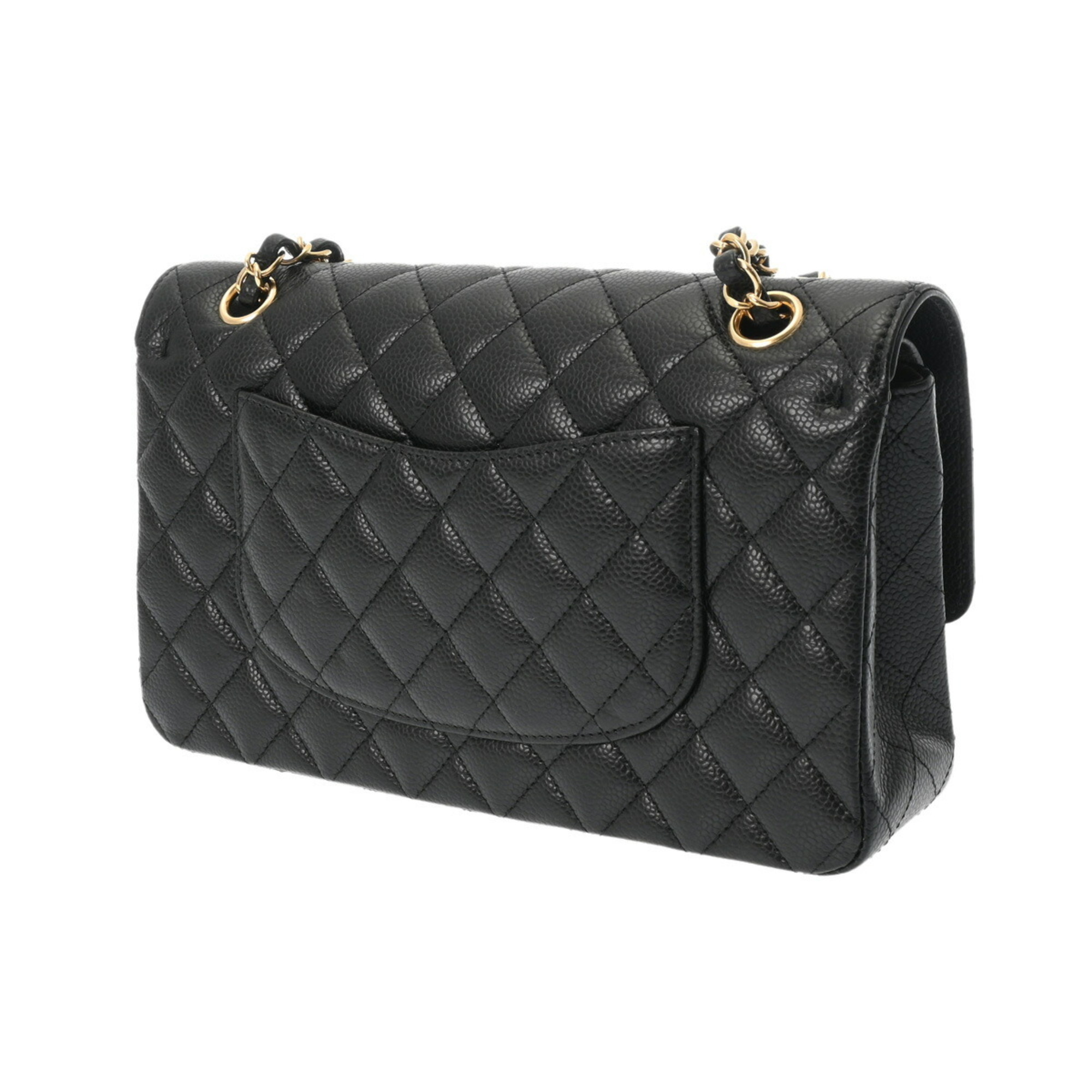 CHANEL Chanel Matelasse Chain Shoulder Double Flap 25cm Black A01112 Women's Caviar Skin Bag