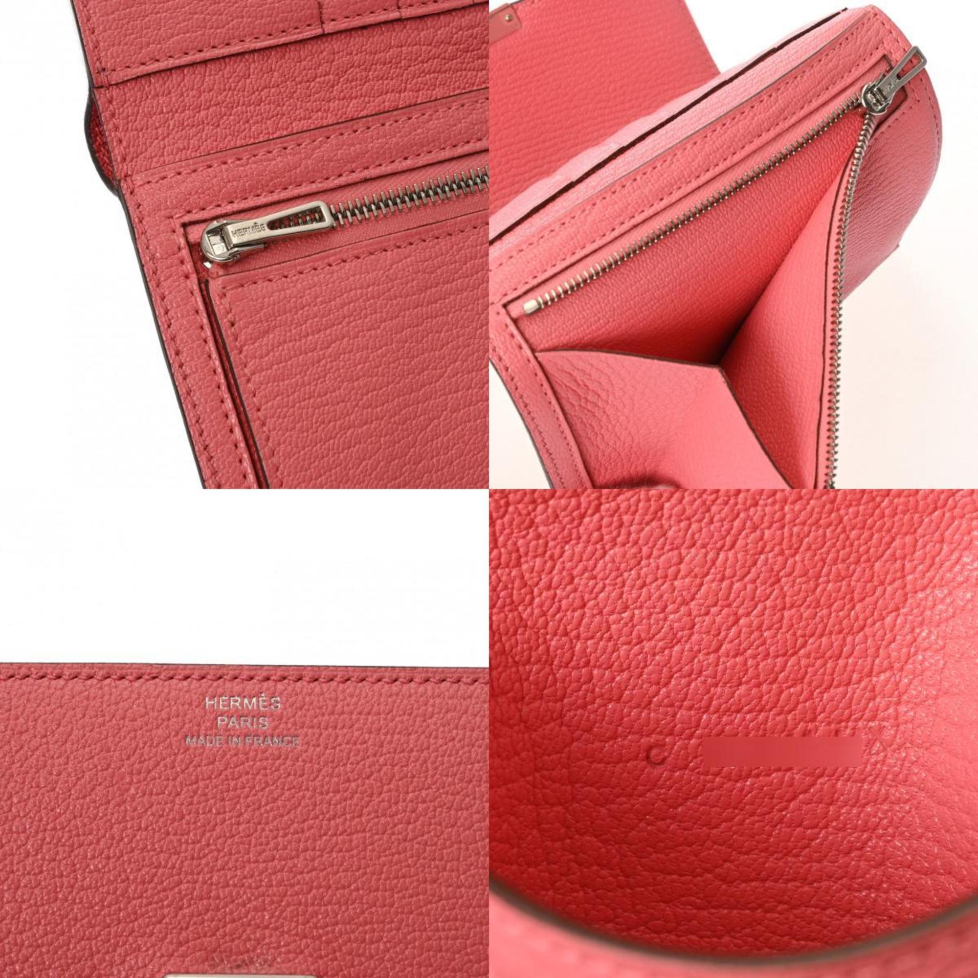 HERMES Click 12 Rose Eté C stamp (around 2018) unisex Chevre bi-fold wallet