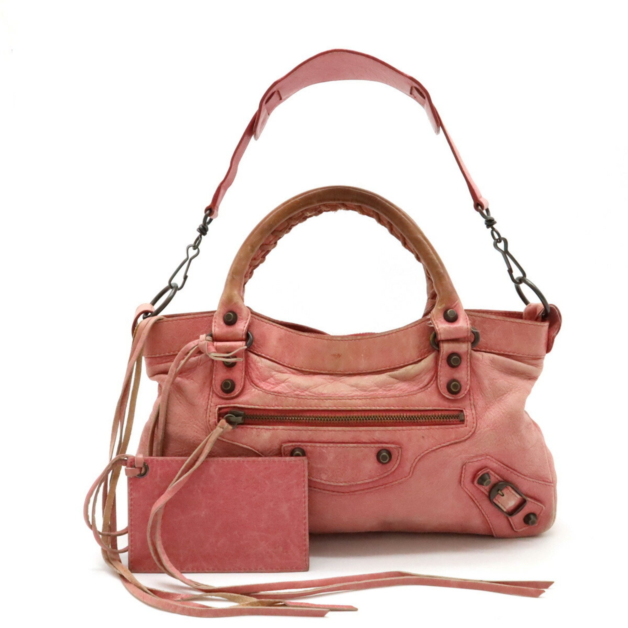 BALENCIAGA The First Handbag Shoulder Bag Leather Pink 103208