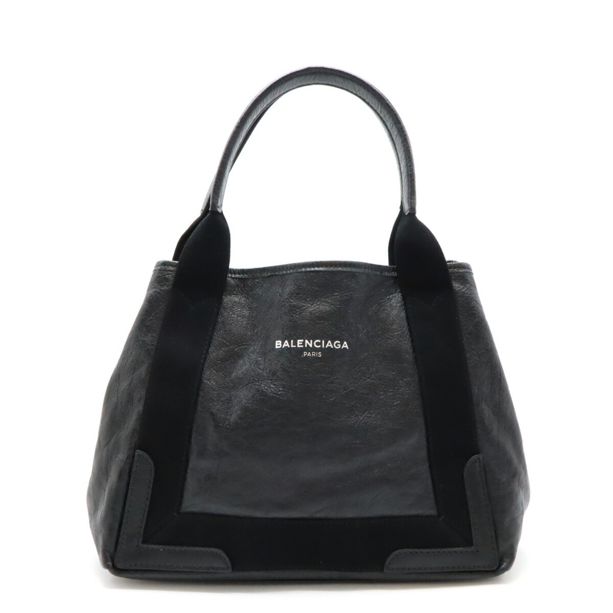 BALENCIAGA Balenciaga Exclusive Line Navy Small Cabas Tote Bag Handbag Leather Black 339933