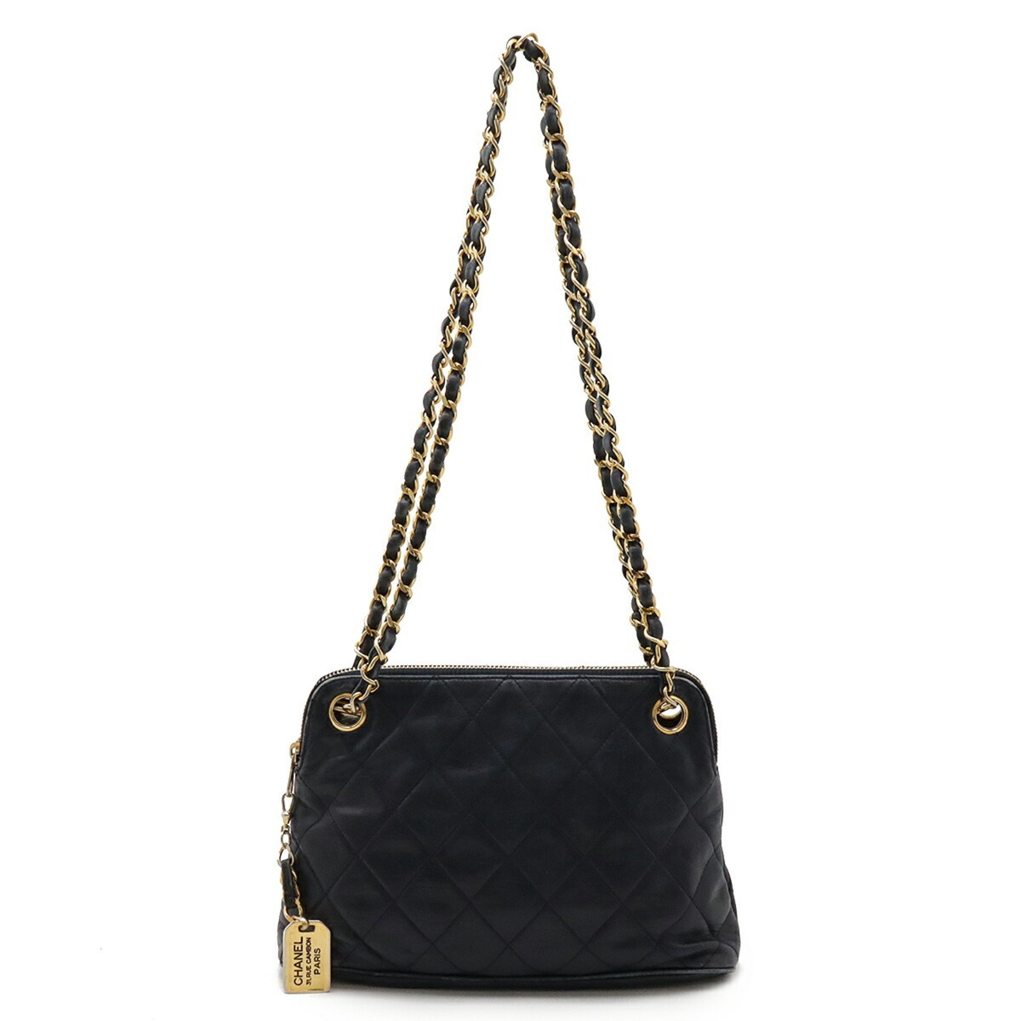 CHANEL Chanel Matelasse Chain Shoulder Bag Leather Dark Navy