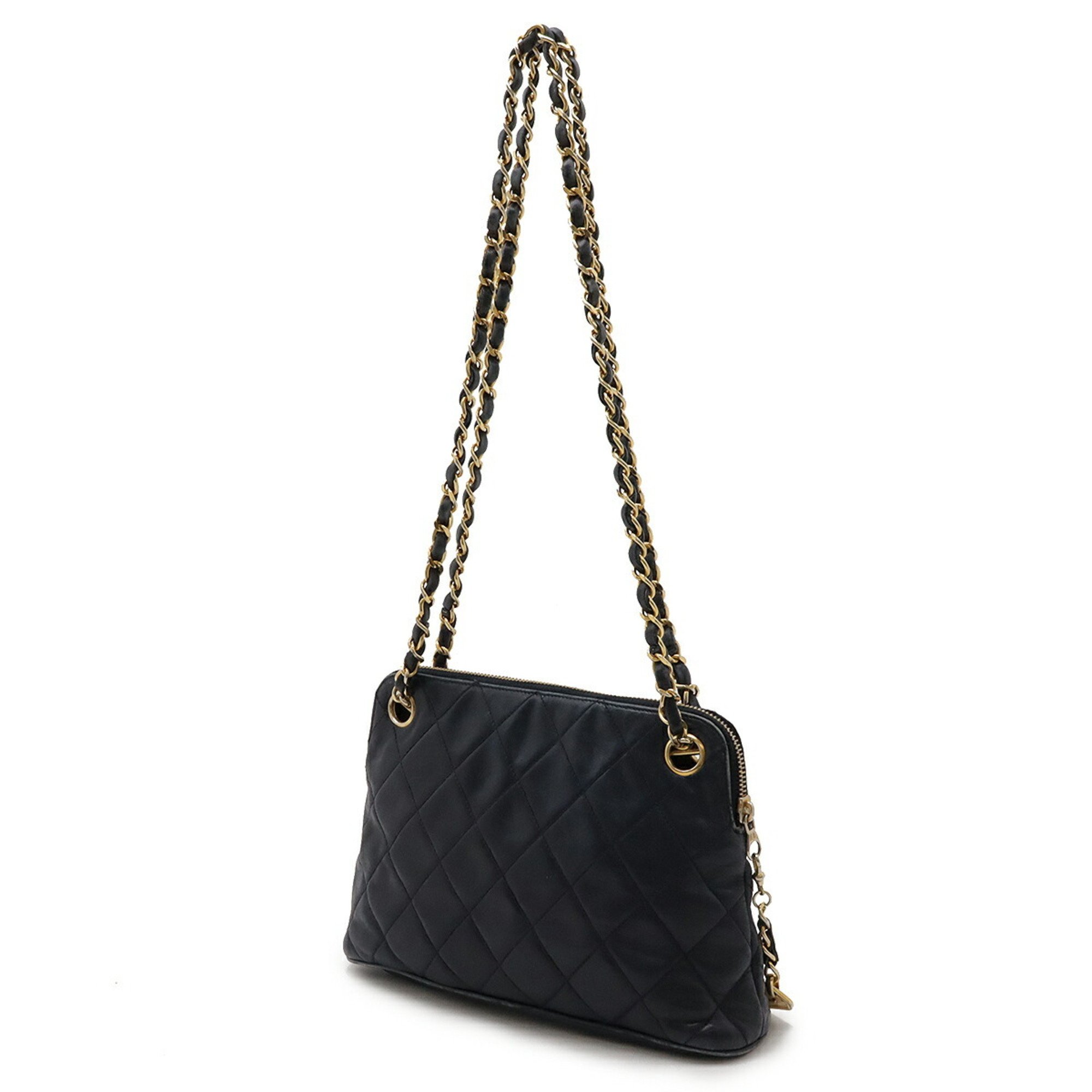 CHANEL Chanel Matelasse Chain Shoulder Bag Leather Dark Navy