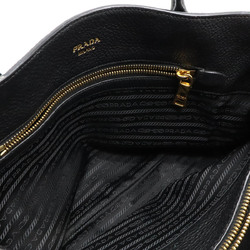 PRADA VIT.DAINO Handbag Shoulder Bag Striped Leather NERO Black 1BA579