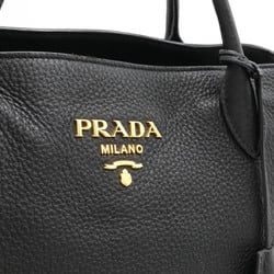 PRADA VIT.DAINO Handbag Shoulder Bag Striped Leather NERO Black 1BA579