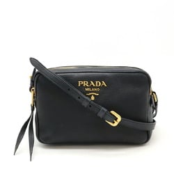 PRADA Prada Shoulder Bag Pochette Striped Leather NERO Black 1BH082