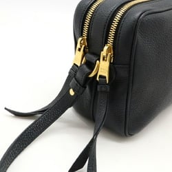 PRADA Prada Shoulder Bag Pochette Striped Leather NERO Black 1BH082