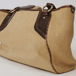 Celine Linen Handbag Natural Brown Women's Hemp Leather Jute Bag Boogie CELINE