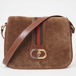 Gucci Old Suede Shoulder Bag Brown Women's Sherry Line GUCCI